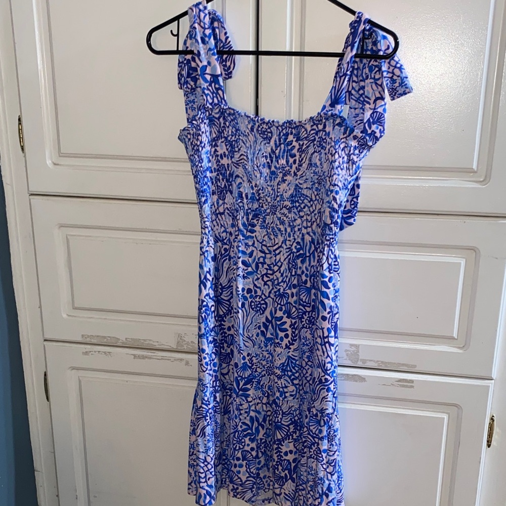 Lilly Pulitzer Asymmetrical Dress in Blue and White Floral